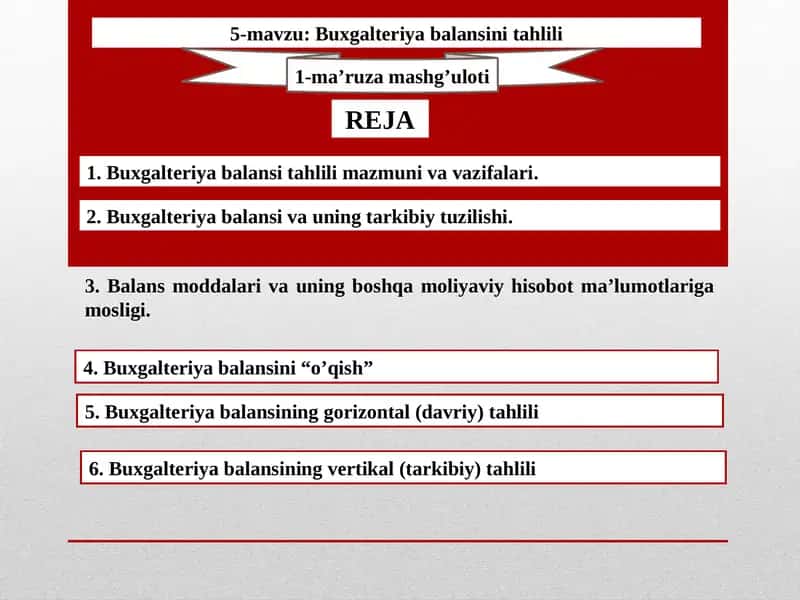 Buxgalteriya balansini tahlili