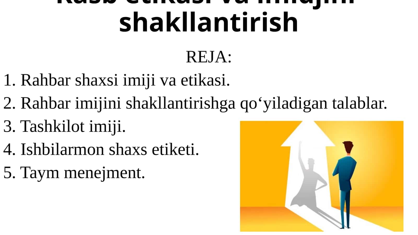 Kasb etikasi va imidjini shakllantirish