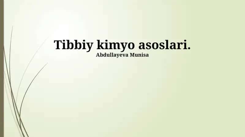 Tibbiy kimyo asoslari