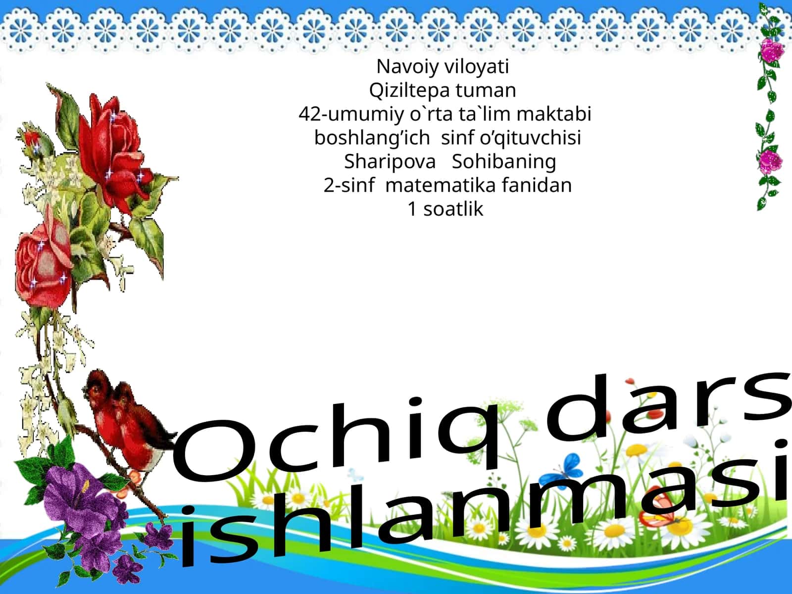2-sinf matematika fanidan ochiq dars ishlanmasi