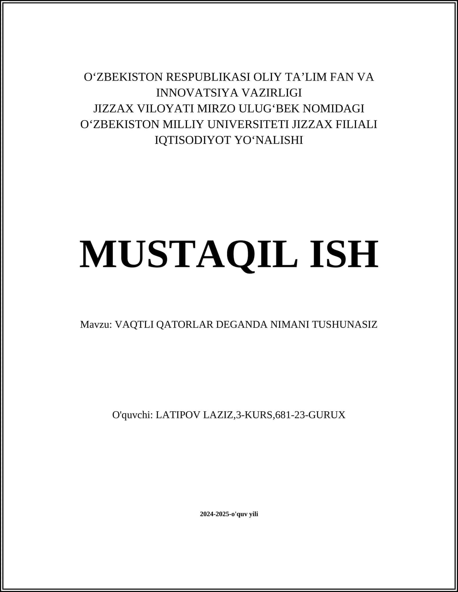 VAQTLI QATORLAR DEGANDA NIMANI TUSHUNASIZ