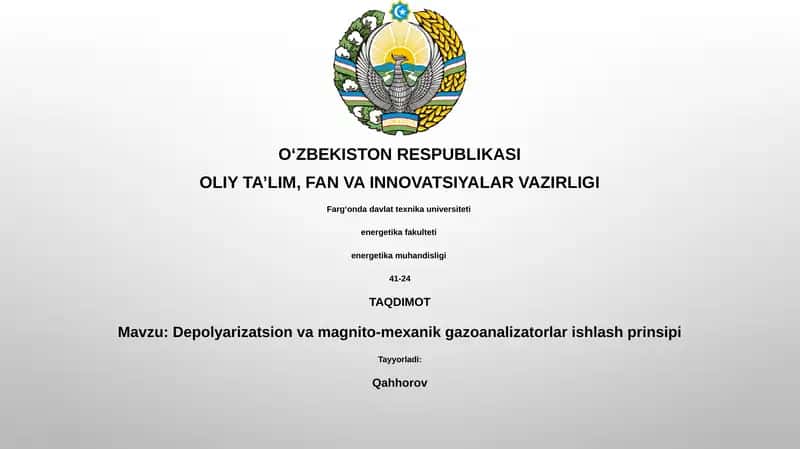 Depolyarizatsion va magnito-mexanik gazoanalizatorlar ishlash prinsipi
