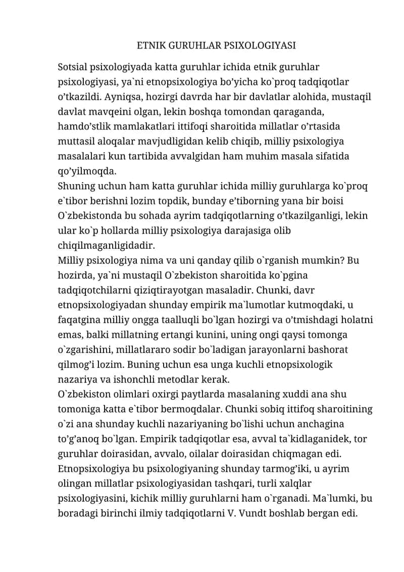 ETNIK GURUHLAR PSIXOLOGIYASI