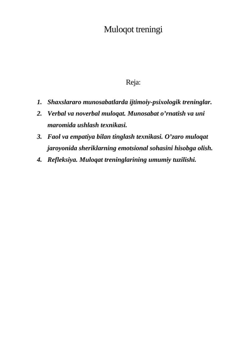 Muloqot treninglari