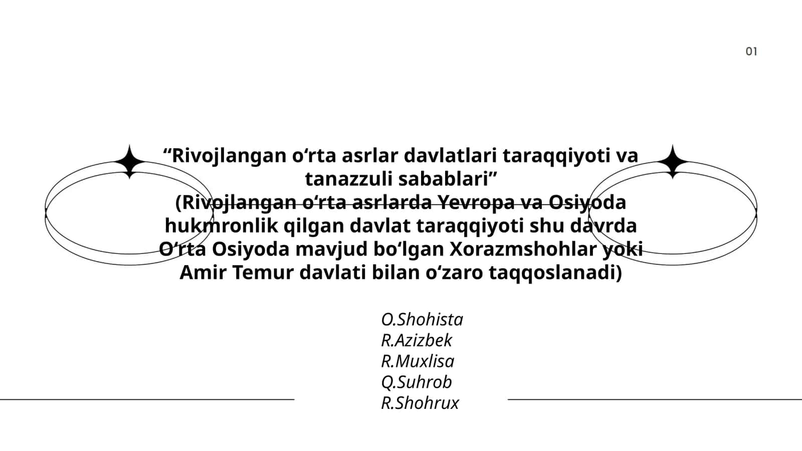 "Rivojlangan o‘rta asrlar davlatlari taraqqiyoti va tanazzuli sabablari"