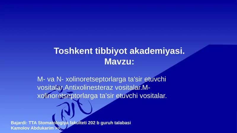 Xolinoretseptorlarga ta'sir etuvchi vositalar