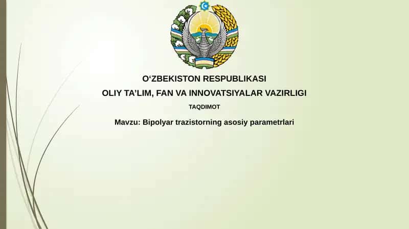 Bipolyartrazistorning asosiy parametrlari