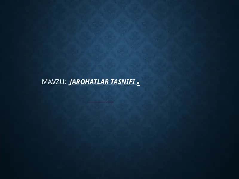 Jarohatlar tasnifi